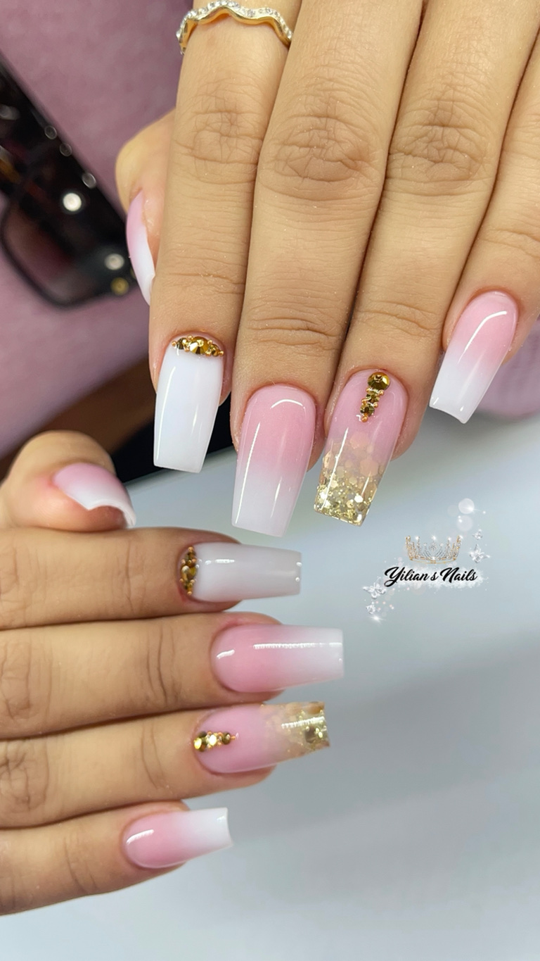 pink and gold baby shower nails